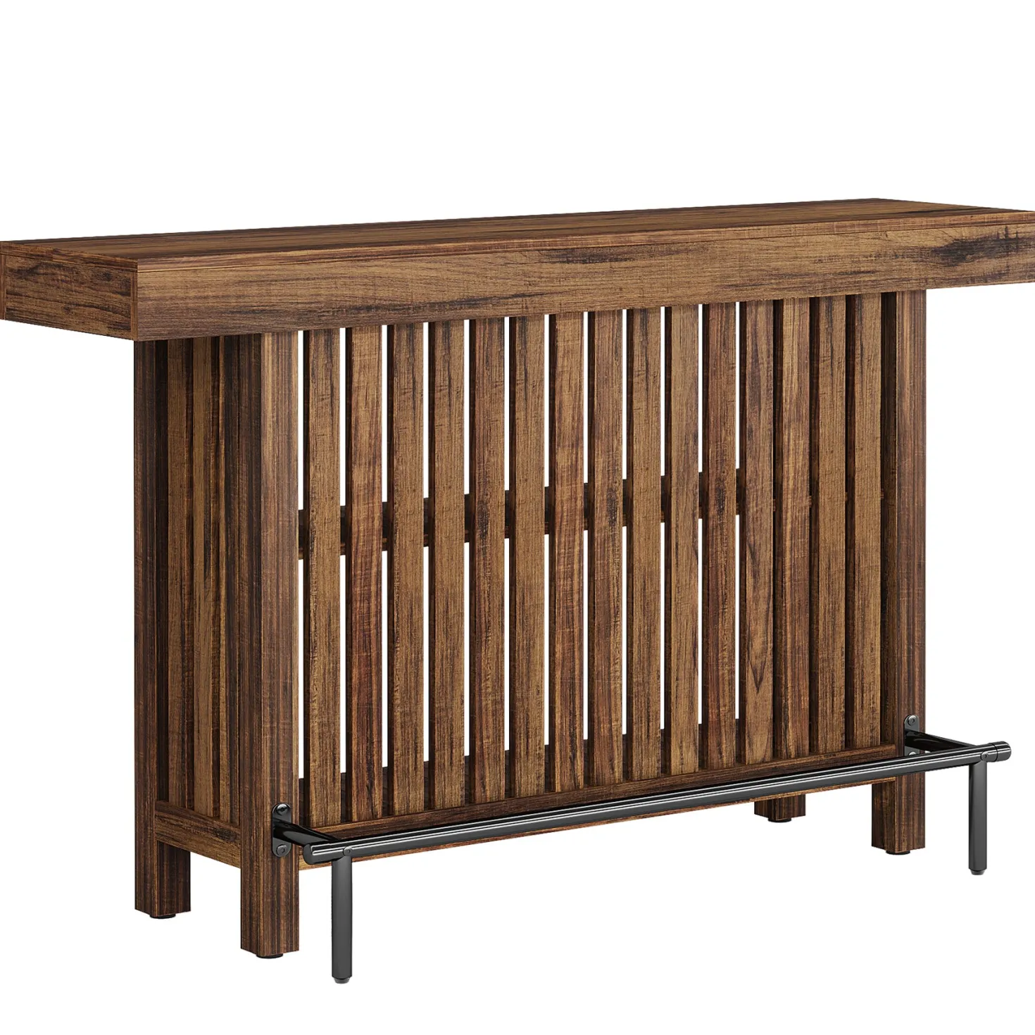 Home Bar Unit, Modern 2-Tier Bar Table with Footrest