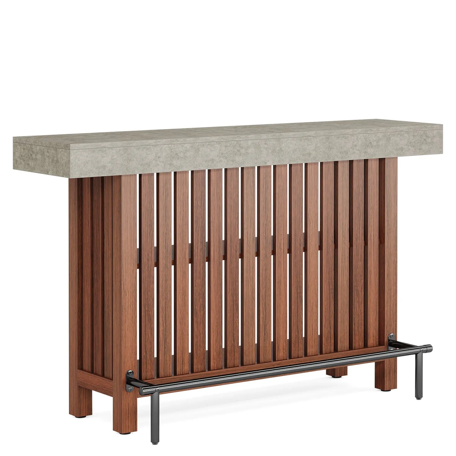 Home Bar Unit, Modern 2-Tier Bar Table with Footrest