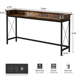 Industrial Console Table, 70.9