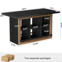 Kitchen Island, Counter Height Kitchen Coffee Bar Table with Storage
