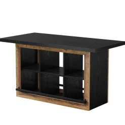 Kitchen Island, Counter Height Kitchen Coffee Bar Table with Storage