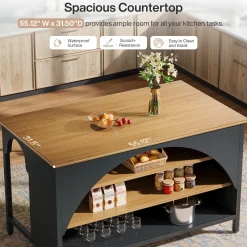 Kitchen Island with 3 Storage Shelves, 55