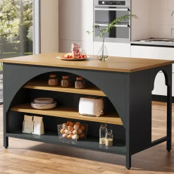 Kitchen Island with 3 Storage Shelves, 55