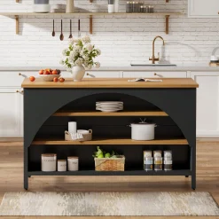 Kitchen Island with 3 Storage Shelves, 55