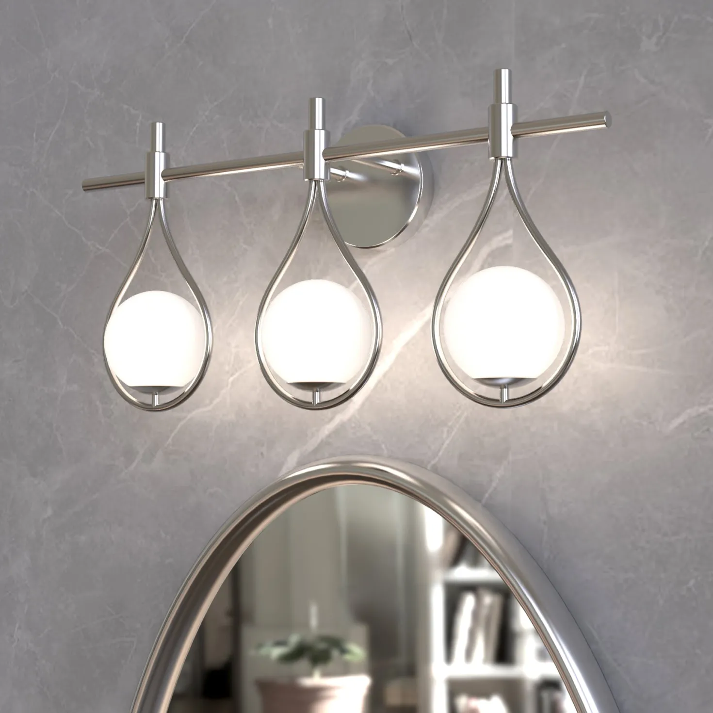 3-Light Bathroom Vanity Light, 22.5" Wall Lighting Fixture with Glass Shades