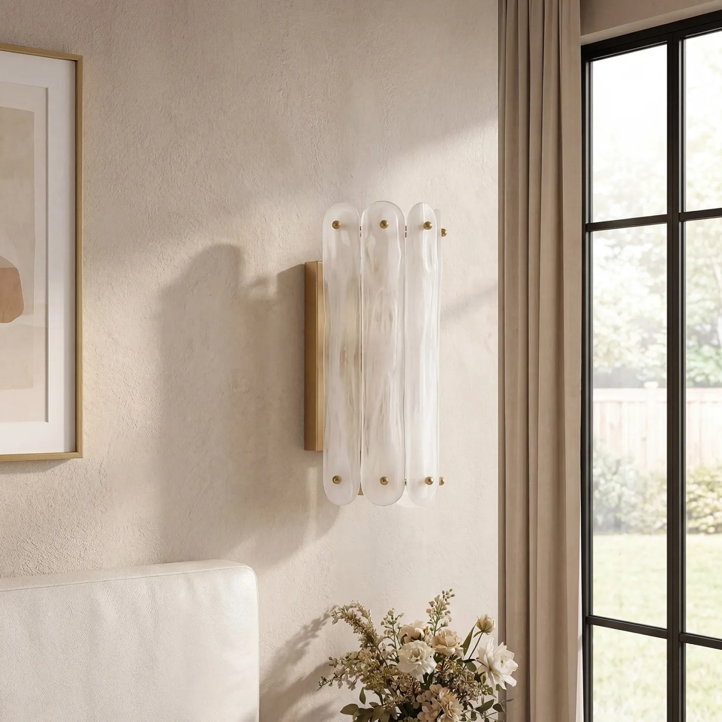 2-Light Modern Wall Sconce, 13.78" Wall Light Fixture with Glass Shade