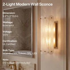 2-Light Modern Wall Sconce, 13.78