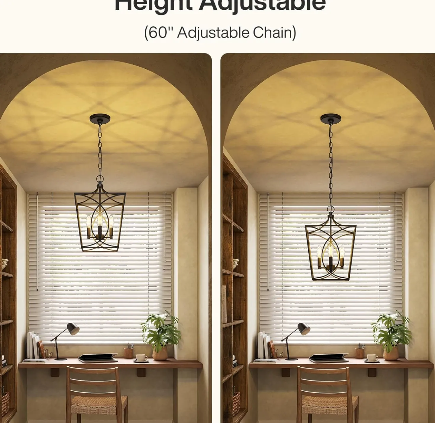 4-Light Pendant Light Fixture, Industrial Chandelier With Adjustable Chain