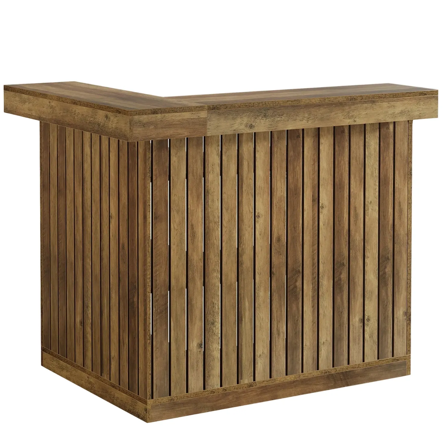 L-Shaped Bar Unit, 4-Tier Corner Liquor Bar Table with Storage Shelves
