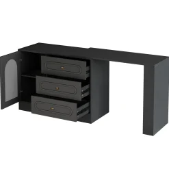 Makeup Desk, 360° Rotatable Vanity Desk with 3 Drawers(Without Mirror)