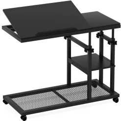 Mobile C Table, Height Adjustable Snack Tray Table with Wheels