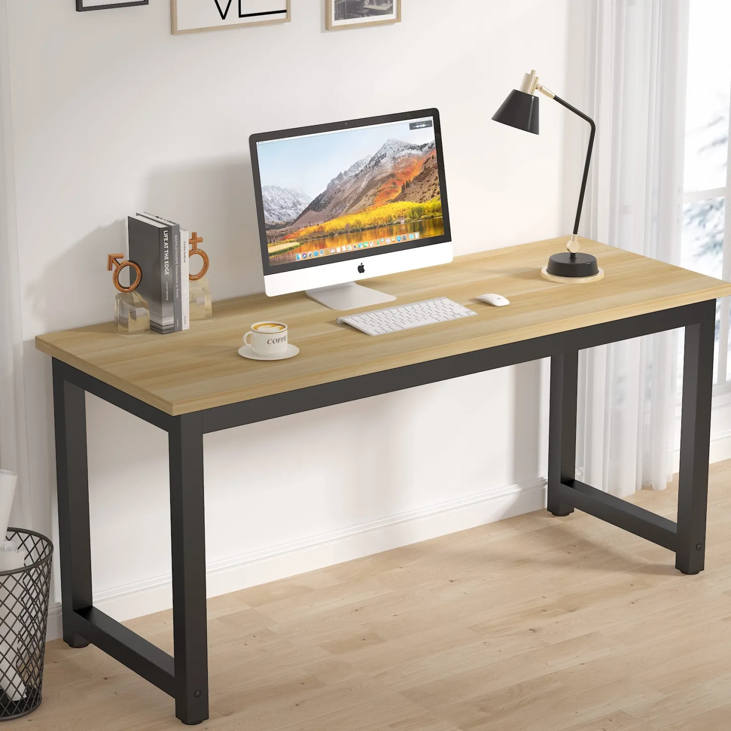 Modern Computer Desk, 63" Office Desk Study Writing Desk