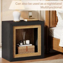 Modern End Table, Rectangle Side Table with Frame-Inspired Design