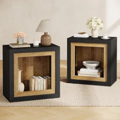 Modern End Table, Rectangle Side Table with Frame-Inspired Design