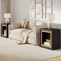 Modern End Table, Rectangle Side Table with Frame-Inspired Design