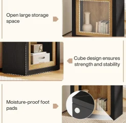 Modern End Table, Rectangle Side Table with Frame-Inspired Design