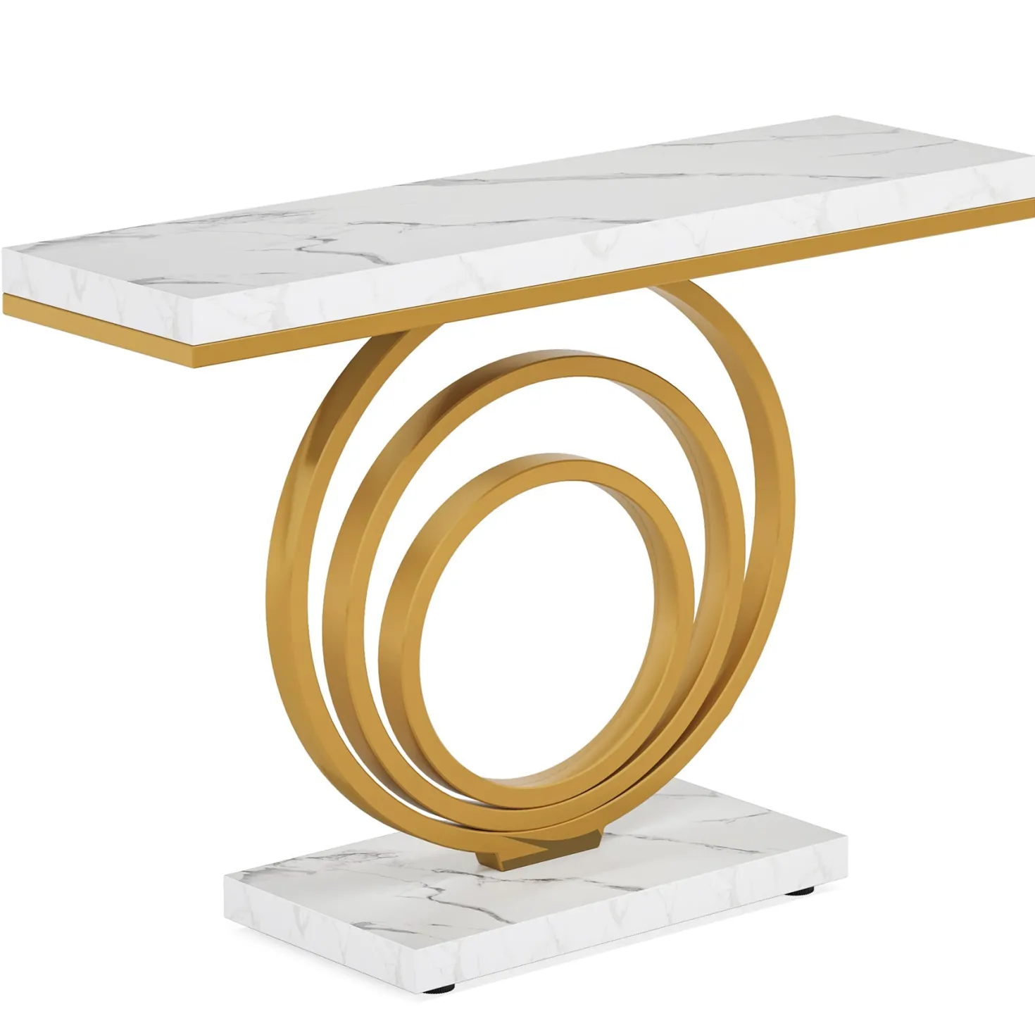 Narrow Console Table, 41" Entryway Sofa Table with Ring Base