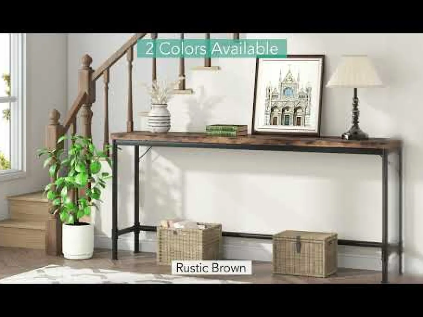 Narrow Console Table, 70.9" Extra Long Sofa Table Industrial Hallway Table