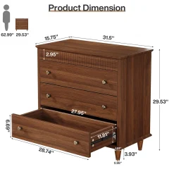 Nightstand with 3 Drawers, 31.5