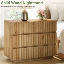 Oversized Solid Wood Nightstand, 31.5