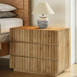 Oversized Solid Wood Nightstand, 31.5