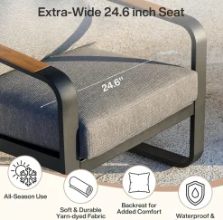 5-Piece Outdoor Patio Furniture Set Conversation Sets with Sofas & Coffee Table & Side Table