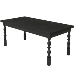 Rectangle Dining Table, 62” Kitchen Table with Carved Turned Legs for 4-6 People