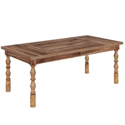 Rectangle Dining Table, 62” Kitchen Table with Carved Turned Legs for 4-6 People