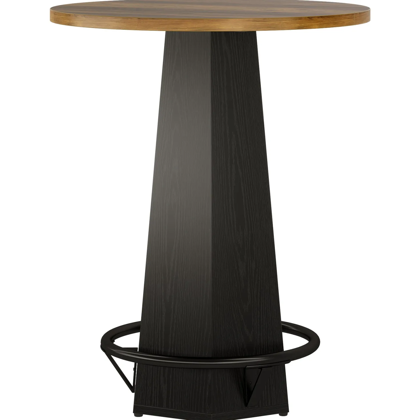 Round Bar Table, 39.4" H Bistro Pub Cocktail Table with Metal Footrest