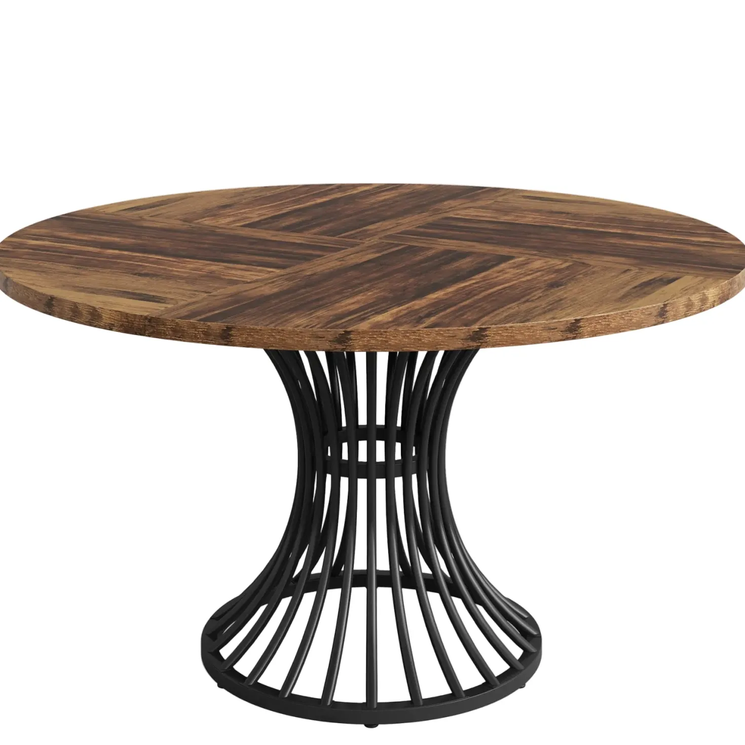 Round Conference Table for 4-6, 47" Meeting Table with Metal Base
