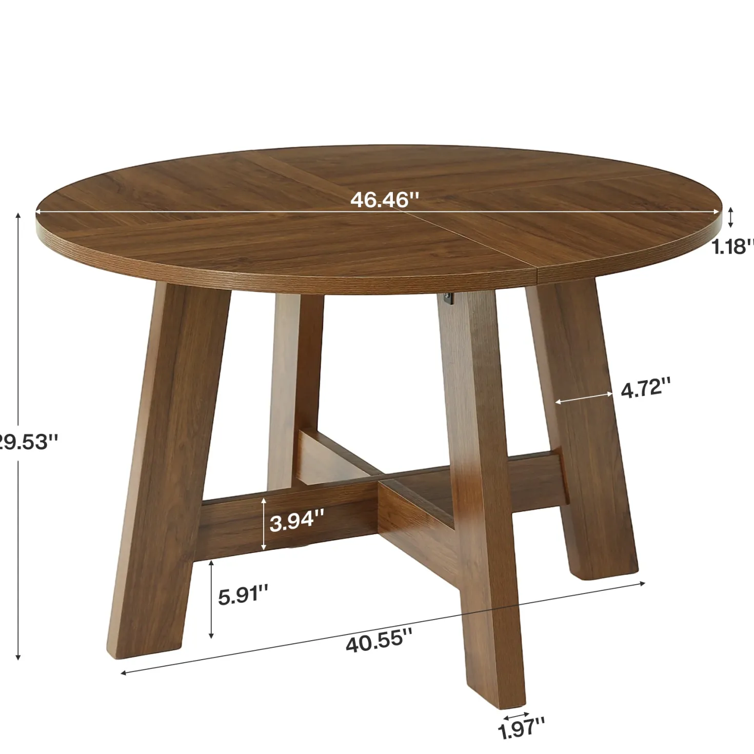 Round Dining Table for 4-6, 47" Kitchen Table with Reinforced Cross Brace
