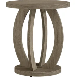 Round Nightstand with Storage, Large Bedside Table for Bedroom