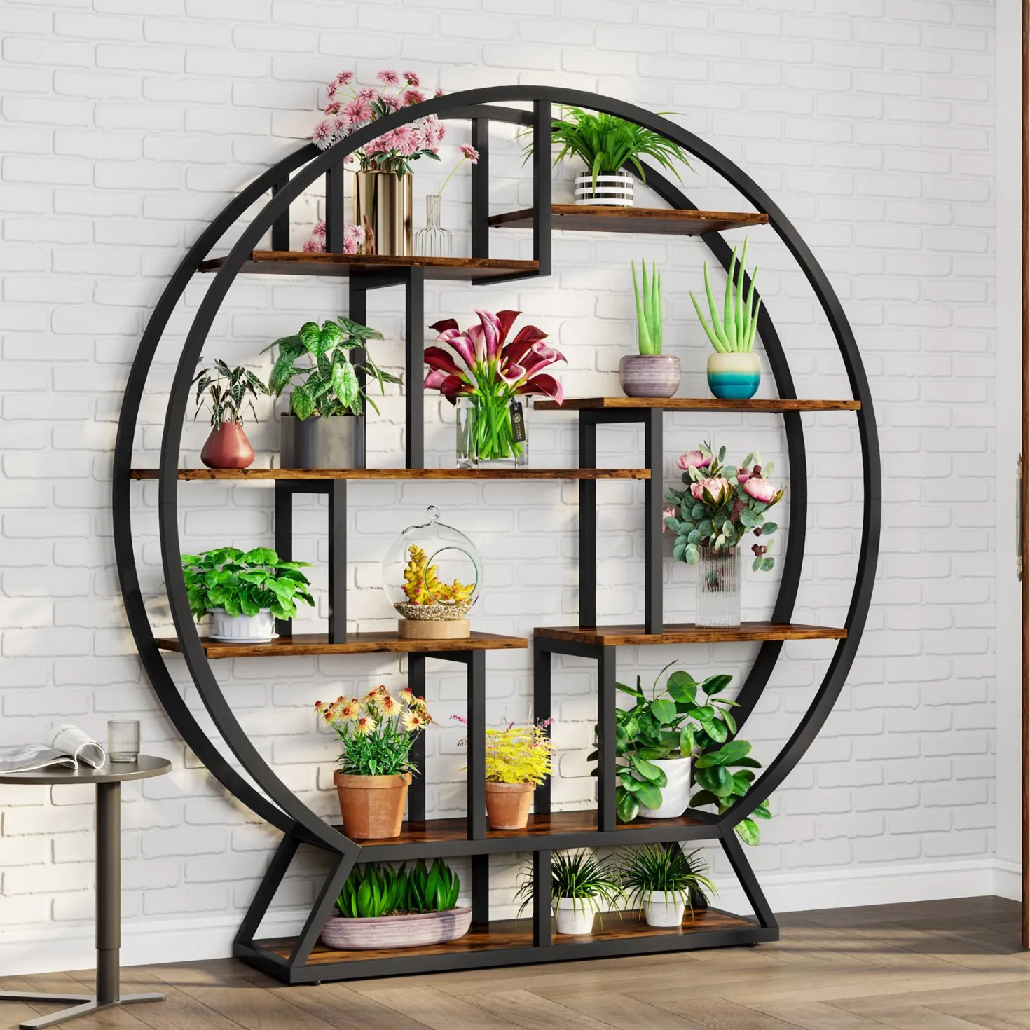 Round Plant Stand, 63" Flower Pot Plant Rack with 8 Shelves