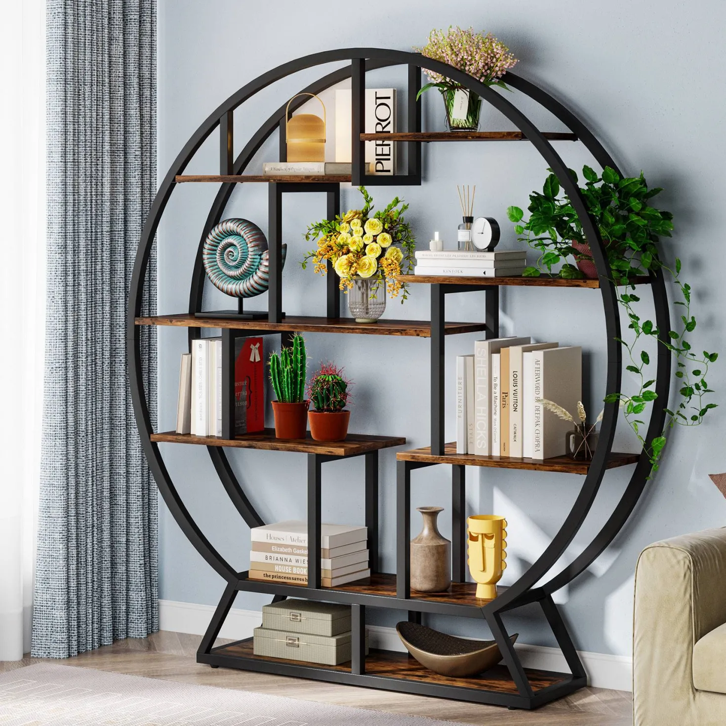 Round Plant Stand, 63" Flower Pot Plant Rack with 8 Shelves