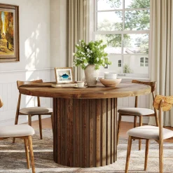 Round Solid Wood Dining Table for 4, 47