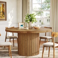 Round Solid Wood Dining Table for 4, 47