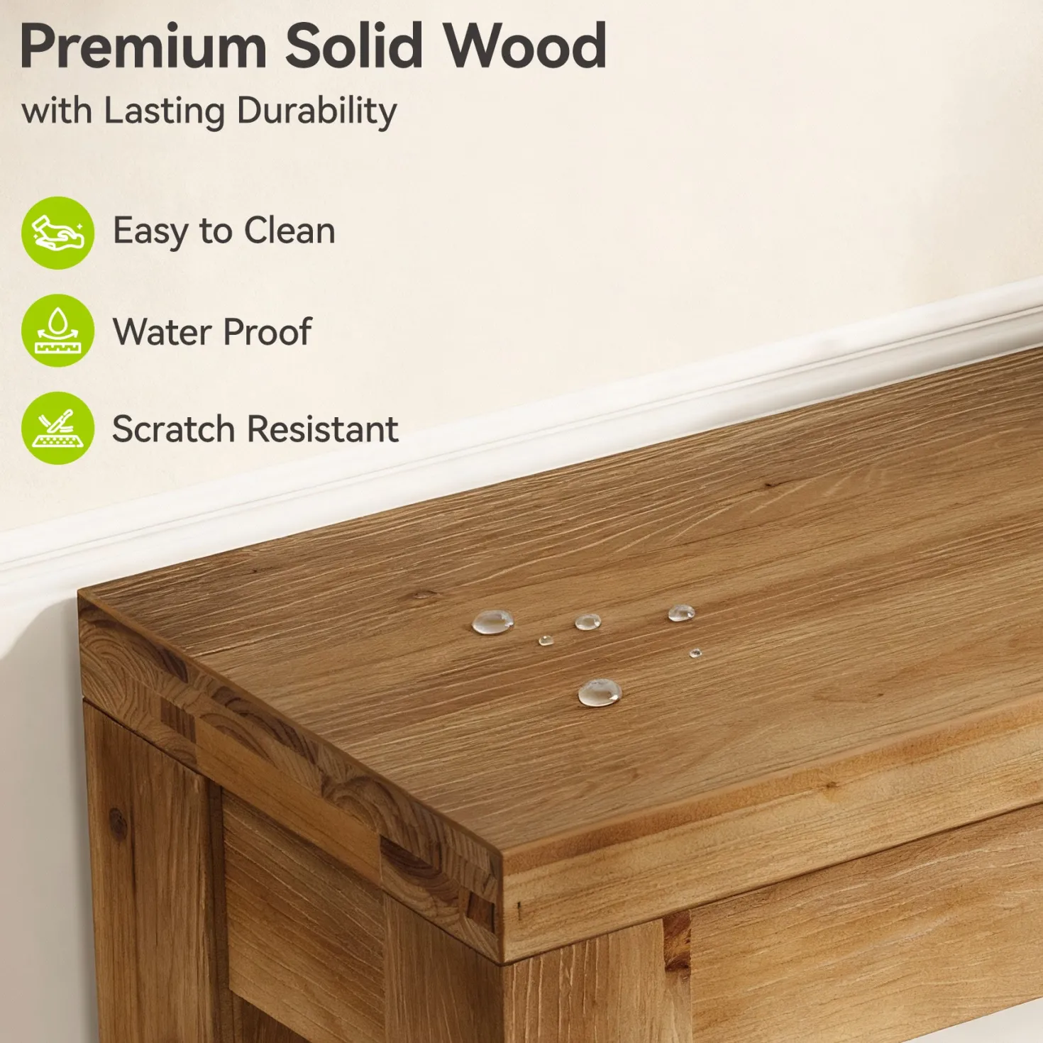 Solid Wood 43.31" Farmhouse Console Table, Narrow Entryway Sofa Table for Living Room, Hallway
