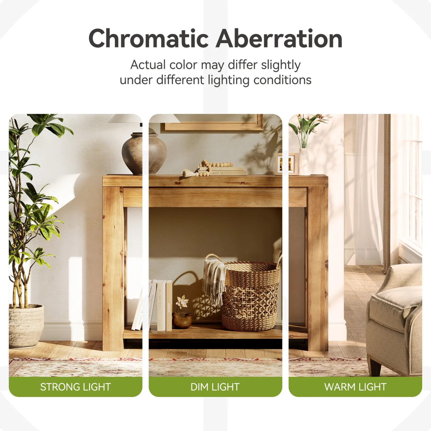 Solid Wood 43.31" Farmhouse Console Table, Narrow Entryway Sofa Table for Living Room, Hallway