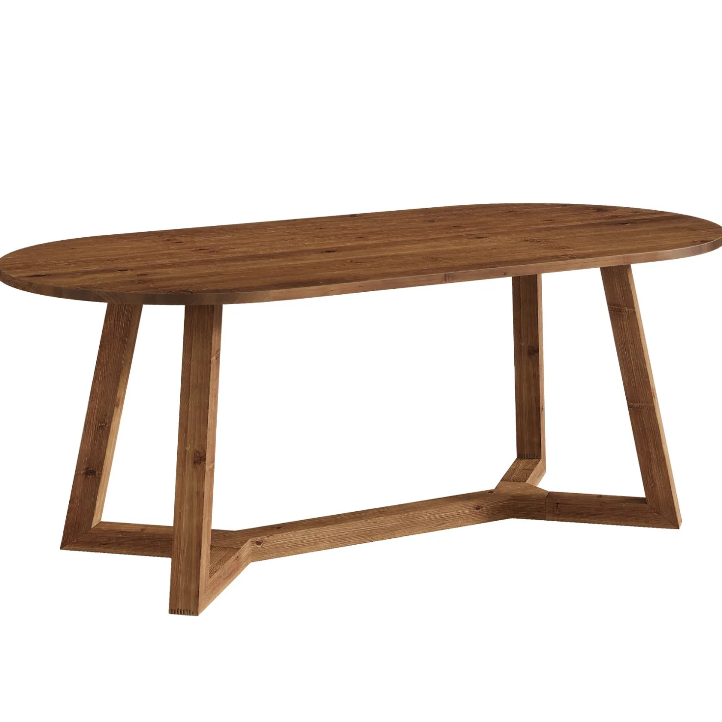 Solid Wood Computer Desk, 63" Oval Executive Desk with Sturdy Tapered Legs