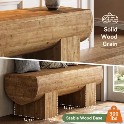 Solid Wood Dining Bench, 47" Farmhouse Kitchen Bench for Dining Room