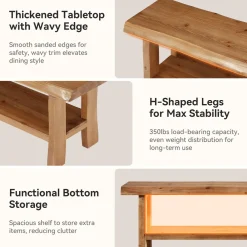 Solid Wood Dining Bench, 55