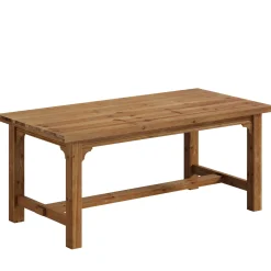 Solid Wood Dining Table, 63" Rectangular Kitchen Table with Foot Bar