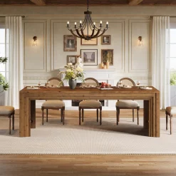 Solid Wood Dining Table for 6-10, 78.7