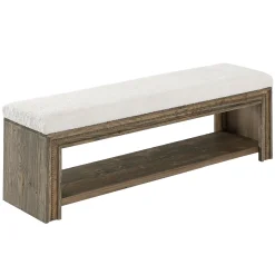 Solid Wood End of Bed Bench, 55.12" Upholstered Bed Bench with Storage for Bedroom