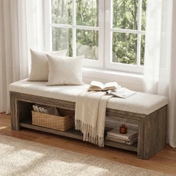 Solid Wood End of Bed Bench, 55.12