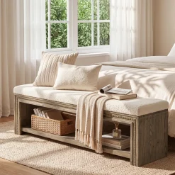 Solid Wood End of Bed Bench, 55.12