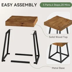Solid Wood End Table, 19.7