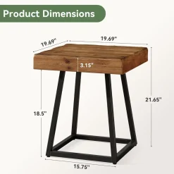 Solid Wood End Table, 19.7