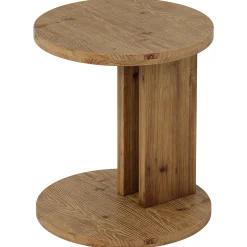 Solid Wood End Table, C-Shaped Round Side Table for for Living Room