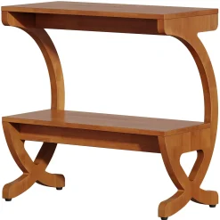 Solid Wood End Table, Narrow 2-Tier Side Table with Storage Shelf